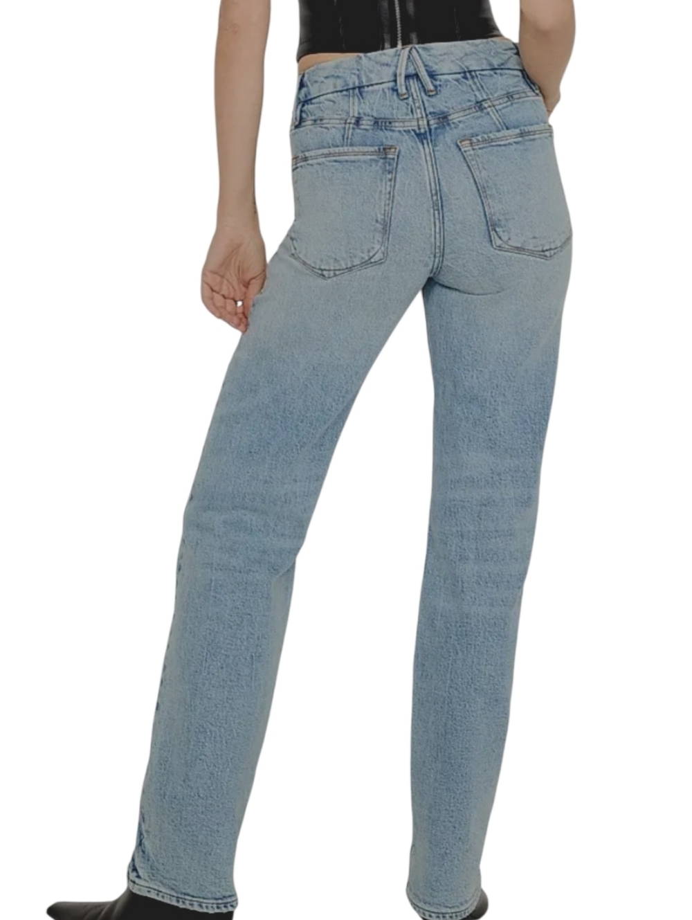 Good American Good Legs Straight Icon Light Wash Summer Weight Jeans size 6